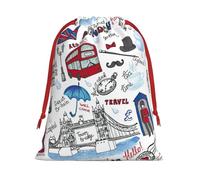 Bolsa de regalo con cordón para regalo con estampado de Londres, regalos de fiesta, cumpleaños, almacenamiento diario, oficina, decoración del hogar