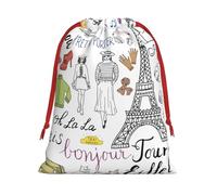 Bolsa de regalo con cordón para regalo, diseño de la Torre Eiffel de París, reutilizable, para fiestas, cumpleaños, bodas, uso diario