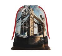 Bolsa de regalo con cordón para regalo, diseño histórico de Old Tower Bridge de Londres, reutilizable, decoración festiva, recuerdo de fiesta, bolsa de almacenamiento diario