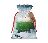 Bolsa de regalo con cordón para velas de invierno, diseño de hojas de abeto de nieve, para bodas, fiestas, cumpleaños, bolsa de regalo única, bolsa de lona reutilizable, 1 pieza mediana