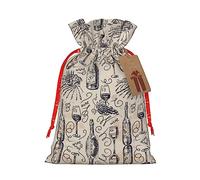 Bolsa de regalo con cordón para vino y vinificación, diseño de campo de uva, bolsa de regalo artística de tela de Navidad, encantadora bolsa de arpillera para todas las ocasiones