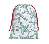 Bolsa de regalo con cordón suave con estampado de estrella de mar con cinta roja, duradera para Navidad, Halloween, regalo para adultos