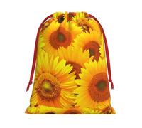 Bolsa de regalo con cordón suave con estampado de girasol amarillo 2 con cinta roja, duradera para Navidad, Halloween, regalo para adultos