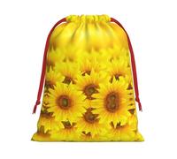 Bolsa de regalo con cordón suave con estampado de girasol amarillo con cinta roja, duradera para Navidad, Halloween, regalo para adultos