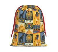 Bolsa de regalo con cordón suave con estampado de la serie Ancient Egypt Tribe con cinta roja, duradera para Navidad, Halloween, regalo para adultos