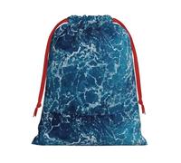 Bolsa de regalo con cordón suave con estampado de mar visto desde la parte superior con cinta roja duradera para Navidad, Halloween, regalo para adultos