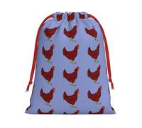 Bolsa de regalo con cordón suave con estampado de pollo rojo con cinta roja, duradera para Navidad, Halloween, regalo para adultos