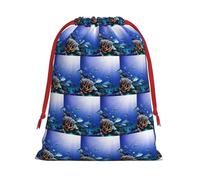 Bolsa de regalo con cordón suave con estampado de tiburón que nade bajo el mar con cinta roja, duradera para Navidad, Halloween, regalo para adultos
