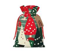Bolsa de regalo con cordón y estampado de árboles de Navidad para bodas, fiestas, cumpleaños, bolsa de regalo única, bolsa de lona reutilizable, 1 pieza mediana