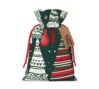 Bolsa de regalo con cordón y estampado de árboles de Navidad para bodas, fiestas, cumpleaños, bolsa de regalo única, bolsa de lona reutilizable, 1 pieza mediana