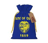 Bolsa de regalo con cordón y estampado de bandera del estado de Oregon para bodas, fiestas, cumpleaños, bolsa de regalo única, bolsa de lona reutilizable, 1 pieza, M