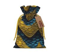 Bolsa de regalo con cordón y estampado de escamas de dragón para bodas, fiestas, cumpleaños, bolsa de regalo única, bolsa de lona reutilizable, 1 pieza, M