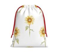 Bolsa de regalo con cordón y estampado de girasol floreciente, reutilizable, para fiestas, cumpleaños, bodas, uso diario