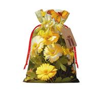 Bolsa de regalo con cordón y estampado de girasol y mariposa para bodas, fiestas, cumpleaños, bolsa de regalo única, bolsa de lona reutilizable, 1 pieza mediana