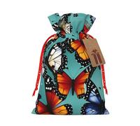 Bolsa de regalo con cordón y estampado de mariposa y violonchelo para bodas, fiestas, cumpleaños, bolsa de regalo única, bolsa de lona reutilizable, 1 pieza mediana