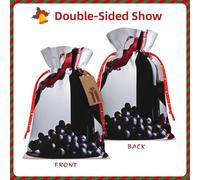 Bolsa de regalo con cordón y estampado de vino tinto para bodas, fiestas, cumpleaños, bolsa de regalo única, bolsa de lona reutilizable, 1 pieza, M