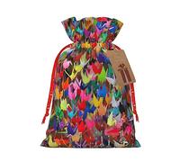 Bolsa de regalo con correa de cáñamo con diseño de grullas de papel de origami, bolsa de cordón para regalo de Navidad, cumpleaños, fiesta de cumpleaños