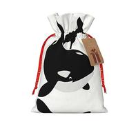 Bolsa de regalo con correa de cáñamo de delfín y océano de ballena asesina, bolsa de regalo con cordón para Navidad, fiesta de cumpleaños