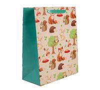 Bolsa de regalo con diseño de animales y setas del bosque - 18 x 23