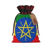 Bolsa de regalo con diseño de bandera de Etiopía con cordón de dos colores, ideal para Navidad, cumpleaños