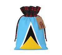Bolsa de regalo con diseño de bandera de Santa Lucía con cordón de dos colores, ideal para Navidad, cumpleaños