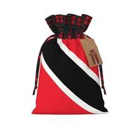 Bolsa de regalo con diseño de bandera de Trinidad y Tobago con cordón de dos colores, ideal para Navidad, cumpleaños