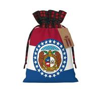Bolsa de regalo con diseño de bandera del estado de Missouri con cordón de dos colores, ideal para Navidad, cumpleaños