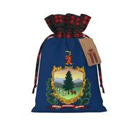 Bolsa de regalo con diseño de bandera del estado de Vermont con cordón de dos colores, ideal para Navidad, cumpleaños