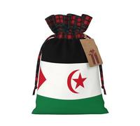 Bolsa de regalo con diseño de bandera del Sáhara Occidental de dos colores con cordón, tamaño M, hermosa, conveniente para Navidad y cumpleaños