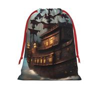 Bolsa de regalo con diseño de barco pirata de fantasía, con cordón, para fiestas, cumpleaños, aniversarios