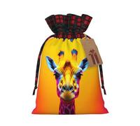Bolsa de regalo con diseño de cabeza de jirafa de neón de 8.3 x 11.8 pulgadas, decoración de fiesta de Navidad