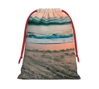 Bolsa de regalo con diseño de puesta de sol de playa, con cordón, para fiestas, cumpleaños, aniversarios