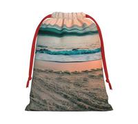 Bolsa de regalo con diseño de puesta de sol de playa, con cordón, para fiestas, cumpleaños, aniversarios