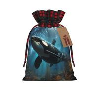 Bolsa de regalo con estampado de ballenas asesinas enormes de 8.3 x 11.8 pulgadas, decoración de fiesta de Navidad
