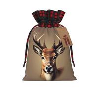 Bolsa de regalo con estampado de cabeza de ciervo con cordón de Navidad para necesidades de embalaje de regalos festivos de Navidad