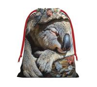 Bolsa de regalo con estampado de koala durmiendo, varios tamaños, bolsas de regalo con cordón para mujeres, Navidad, cumpleaños, reutilizables