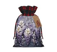 Bolsa de regalo con estampado de muchas violetas con cordón de 8.3 x 11.8 pulgadas, decoración de fiesta de Navidad