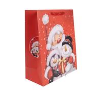 Bolsa de regalo con estampado de Papá Noel y pingüino - 26 x 32 cm
