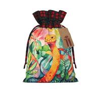 Bolsa de regalo con estampado de pintura al óleo de una serpiente de 8.3 x 11.8 pulgadas, decoración de fiesta de Navidad