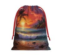 Bolsa de regalo con estampado de puesta de sol tropical, bolsa reutilizable para decoración festiva, recuerdo de fiesta, bolsa de almacenamiento diario