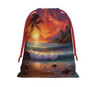 Bolsa de regalo con estampado de puesta de sol tropical, bolsa reutilizable para decoración festiva, recuerdo de fiesta, bolsa de almacenamiento diario