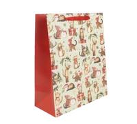 Bolsa de regalo con patrón de gatos en gorros de Papá Noel - 26 x 32 cm
