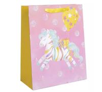 Bolsa de regalo con purpurina de ponis arcoíris - 26 x 32 cm