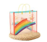 Bolsa de Regalo con Ventana Transparentes 8 bolsas de compras gruesas PVC con diseño arcoíris, transparentes for regalos, bodas, fiestas Navidad y decoración(38x32x11cm)
