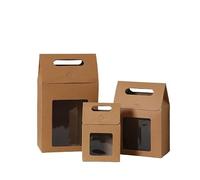 Bolsa de Regalo con Ventana Transparentes Bolsas de regalo con ventana transparente, papel kraft asa, for dulces, galletas y pasteles, 50 o 100 unidades(Khaki,27x16x9cm,50pcs)