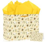Bolsa de regalo de abeja con papel de regalo y tarjeta, diseño vintage de margaritas de abejorro, bolsas de regalo con temática de abejorro, bolsa de dulces para cumpleaños, baby shower, boda