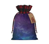 Bolsa de regalo de arpillera artesanal con diseño de universo con estrellas y galaxia, una elegante bolsa de regalo textil perfecta para cualquier ocasión