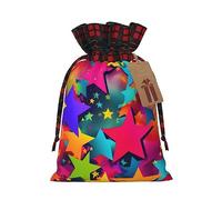 Bolsa de regalo de arpillera con cordón de arcoíris y estrellas: una bolsa de regalo de Navidad reutilizable para todas tus necesidades de celebración
