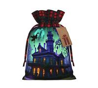 Bolsa de regalo de arpillera con cordón de arpillera negra de la mansión encantada, bolsa de regalo de tela artística, perfecta para ocasiones festivas