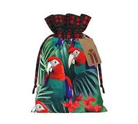 Bolsa de regalo de arpillera con cordón de empalme de flores tropicales: una bolsa de regalo de Navidad reutilizable para todas tus necesidades de celebración